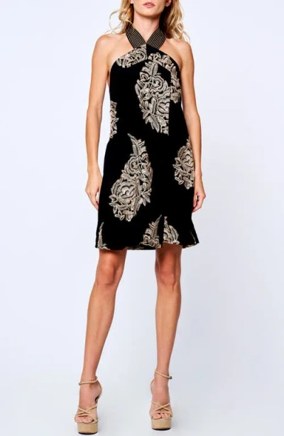 Ciebon Varella Embroidered Halter Dress