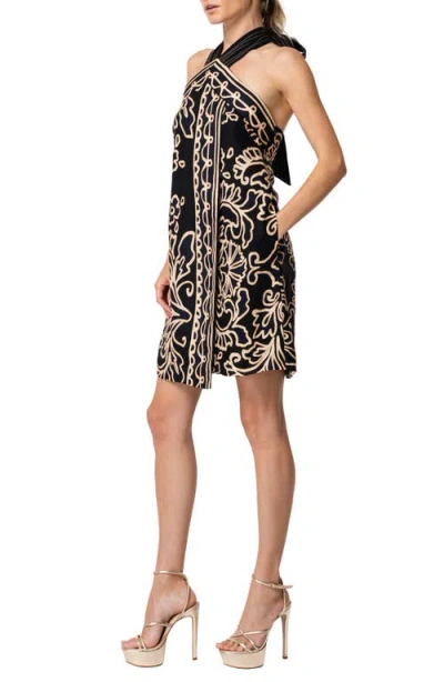 Ciebon Varella Print Halter Dress In Black