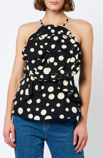 Ciebon Vietta Ruffle Peplum Camisole In Black