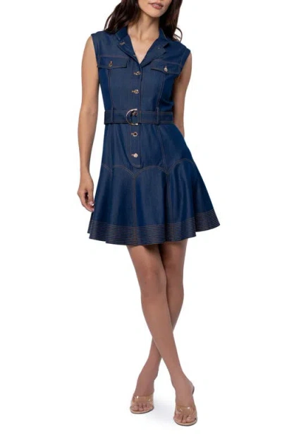 Ciebon Vita Topstitch Detail Dress In Blue