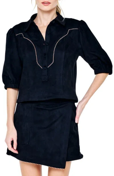 Ciebon Vynessa Faux Suede Top In Black