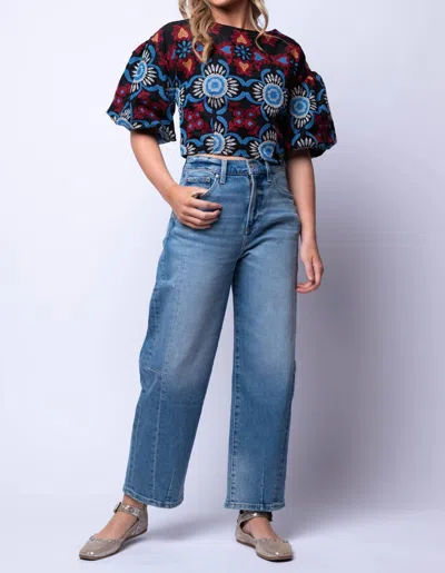 Ciebon Willa Embroidered Top In Black Combo