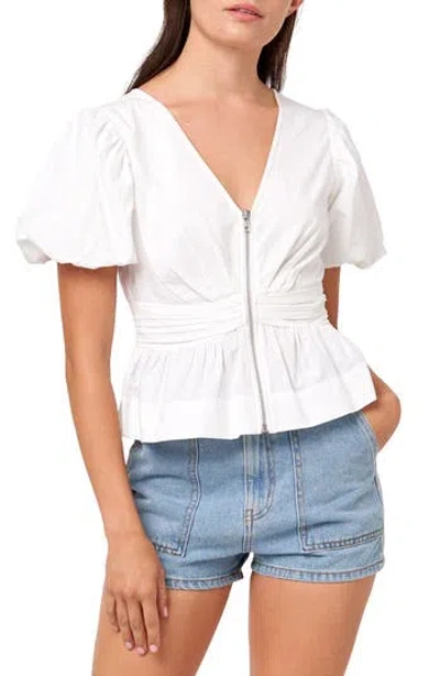 Ciebon Wilma Bubble Sleeve Top In White