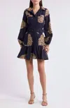 Ciebon Ina Embroidered Long Sleeve Cotton Shirtdress In Multi