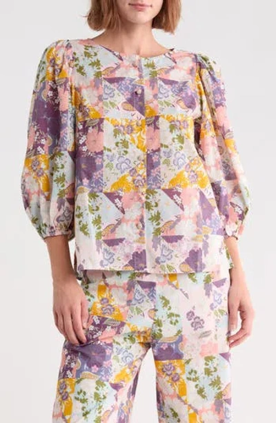 Ciebon Ysandra Patchwork Cotton Top In Multi
