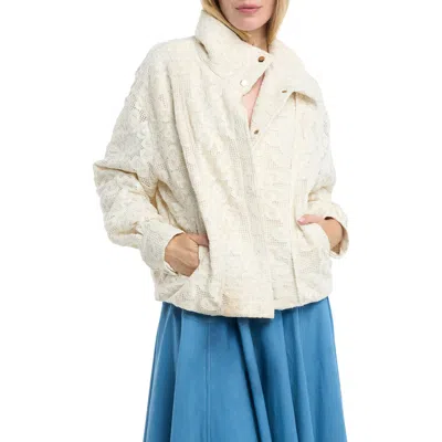 Ciebon Yuna Lace Bomber Jacket In Neutral