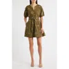 Ciebon Zahra Embroidered Flare Minidress In Green
