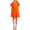 Ciebon Zenaida Eyelet Tie Waist Dress In Orange