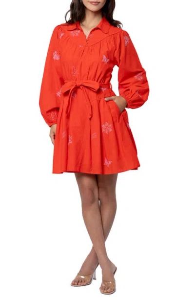 Ciebon Zephyr Long Sleeve Minidress In Red