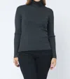 Cielo Ribbed Turtleneck Top In Charcoal