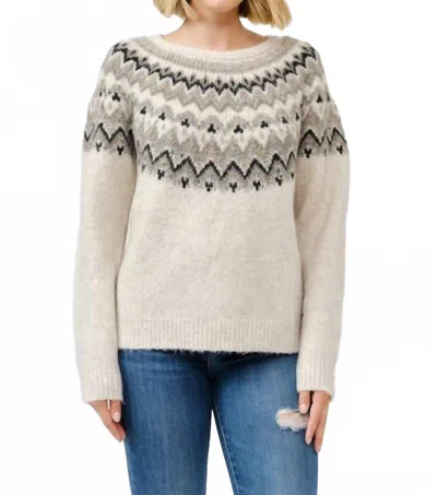 Cielo Round Neck Embellished Knit Sweater In Beige In Sand