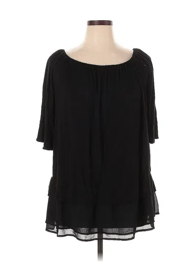 Pre-owned Cielo Short Sleeve Blouse In Black