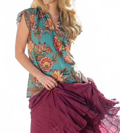 Cienna Batik Sarah Top In Green In Blue