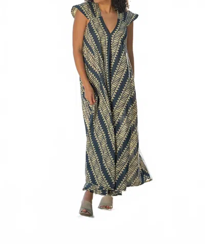 Cienna Hemi Cotton Maxi Dress In Blue