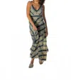 Cienna Hemi Tie Halter Dress In Blue In Gray