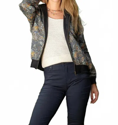Cienna Hooded Bomber Jacket In Twilight Paisley In Multi