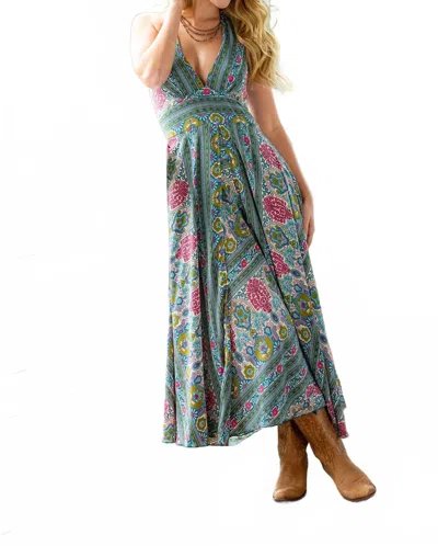 Cienna Maxi Halter Dress In Ashanti In Blue