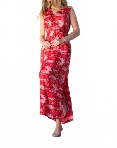 Cienna Sash Maxi Dress In Flame In Red