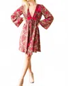 Cienna Sophie Flare Sleeve Mini Dress In Multi In Pink