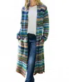 Cienna Striped Sweater Coat In Woven In Multi