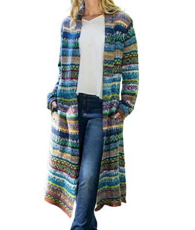 Cienna Striped Sweater Coat In Woven In Multi