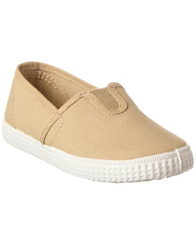 Cienta Kids' Camping Elastico Liso Canvas Flat In Nude