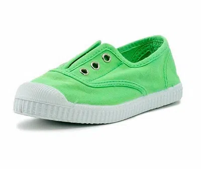 Cienta Kids' Canvas Laceless Sneakers In Green