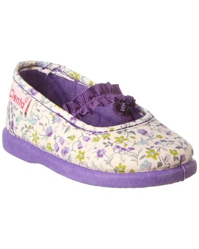 Cienta Liso Flor Elastic Canvas Flat In Purple