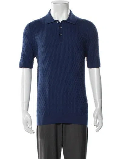 Pre-owned Cifonelli Patterned Collar Polo Sweater In Blue