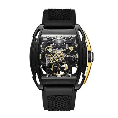 Pre-owned Ciga Design Z Series Automatic Openworked Steel Dlc Gold Black Men's Watch