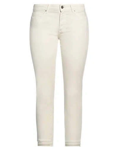 Cigala's Woman Jeans Ivory Size 27 Cotton, Lyocell, Elastane In White
