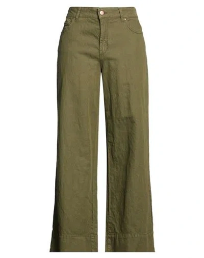 Cigala's Woman Jeans Military Green Size 31 Cotton, Linen, Tencel, Elastane