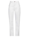 Cigala's Woman Jeans Ivory Size 32 Cotton, Linen, Tencel, Elastane In White