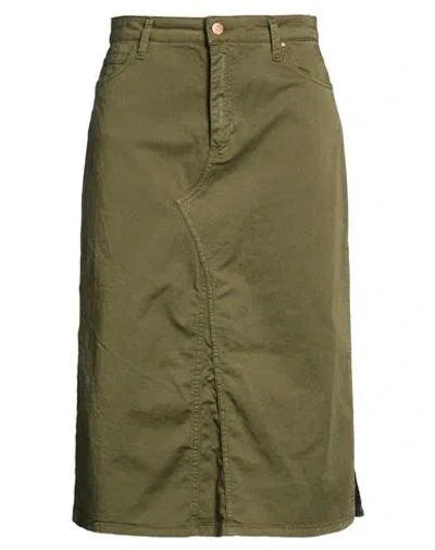 Cigala's Woman Midi Skirt Military Green Size 30 Cotton, Elastane