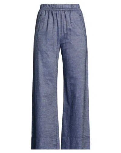 Cigala's Woman Pants Blue Size 31 Cotton, Lyocell, Linen, Elastane