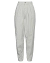 Cigala's Woman Pants Light Grey Size 28 Linen, Cotton, Elastane