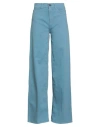 Cigala's Woman Pants Slate Blue Size 31 Cotton, Elastane In Blue