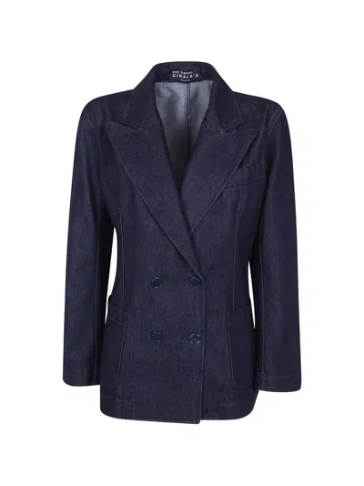 Cigala's Double-breasted Denim Jacket In Blue
