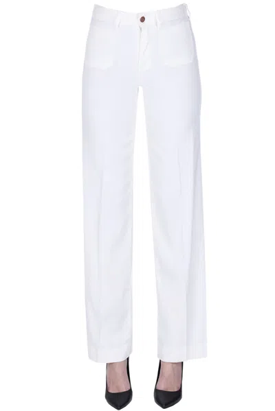 Cigala's Linen-blend Wide Leg Jeans In White