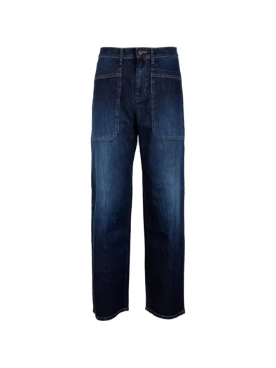 Cigala's Patch-pocket Straight-leg Jeans In Blue