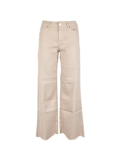 Cigala's Raw-edge Wide-leg Jeans In Neutral