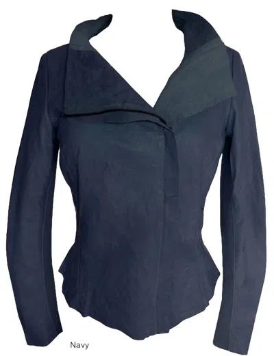 Cigno Nero Lene Leather Jacket In Navy In Blue