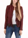 Cigno Nero Zita Suede Fringe Jacket In Masala In Multi
