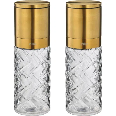 Cilio Cristallo Salt Or Pepper Mill 2 Piece Set In Gold