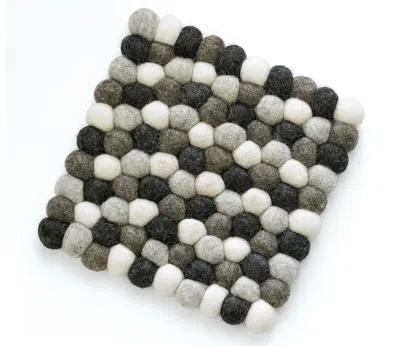 Cilio Fair Trade Virgin Sheep Wool Trivet, Handcrafted In Nepal, 8-inch Square In Black