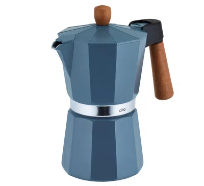 Cilio Legno Stovetop Espresso Maker, 15-ounce In Blue