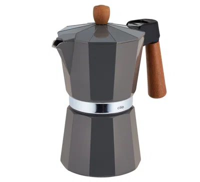 Cilio Legno Stovetop Espresso Maker, 15-ounce In Gray
