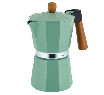 Cilio Legno Stovetop Espresso Maker, 15-ounce In Green
