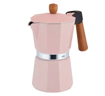 Cilio Legno Stovetop Espresso Maker, 15-ounce In Pink