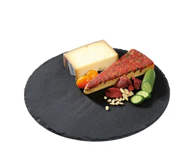 Cilio Slate Serving Board For Cheese And Appetizers, Round, 11.8-inch In Black